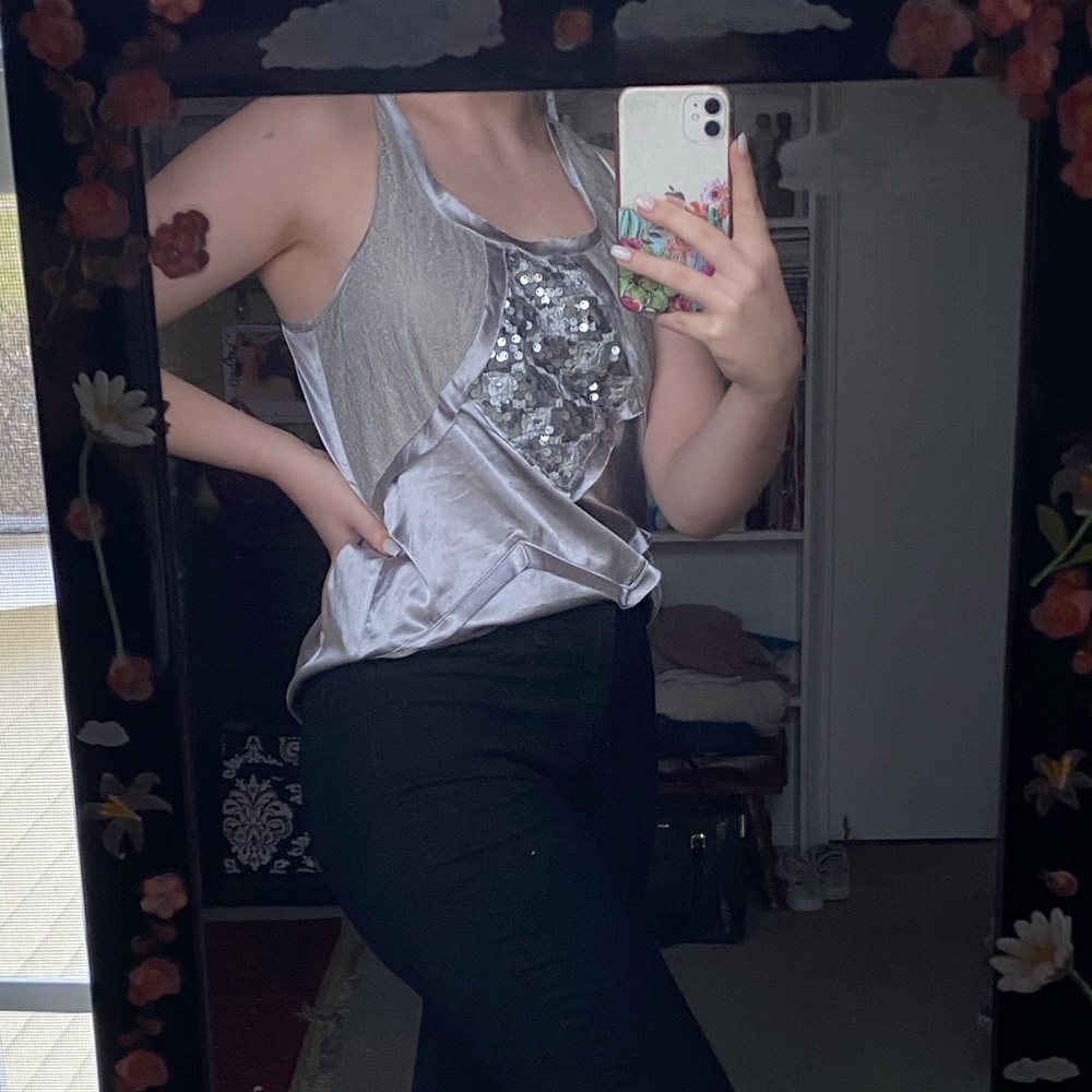 Silk silver party shirt